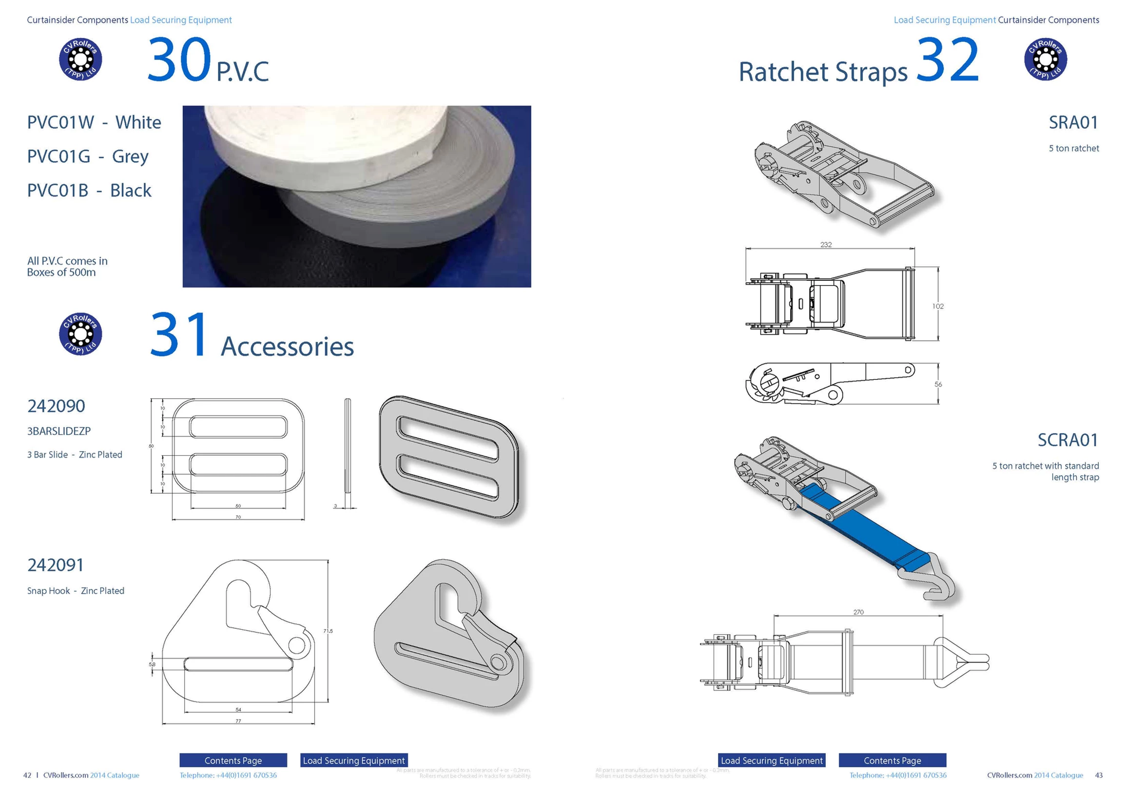 PVC webbing and ratchets