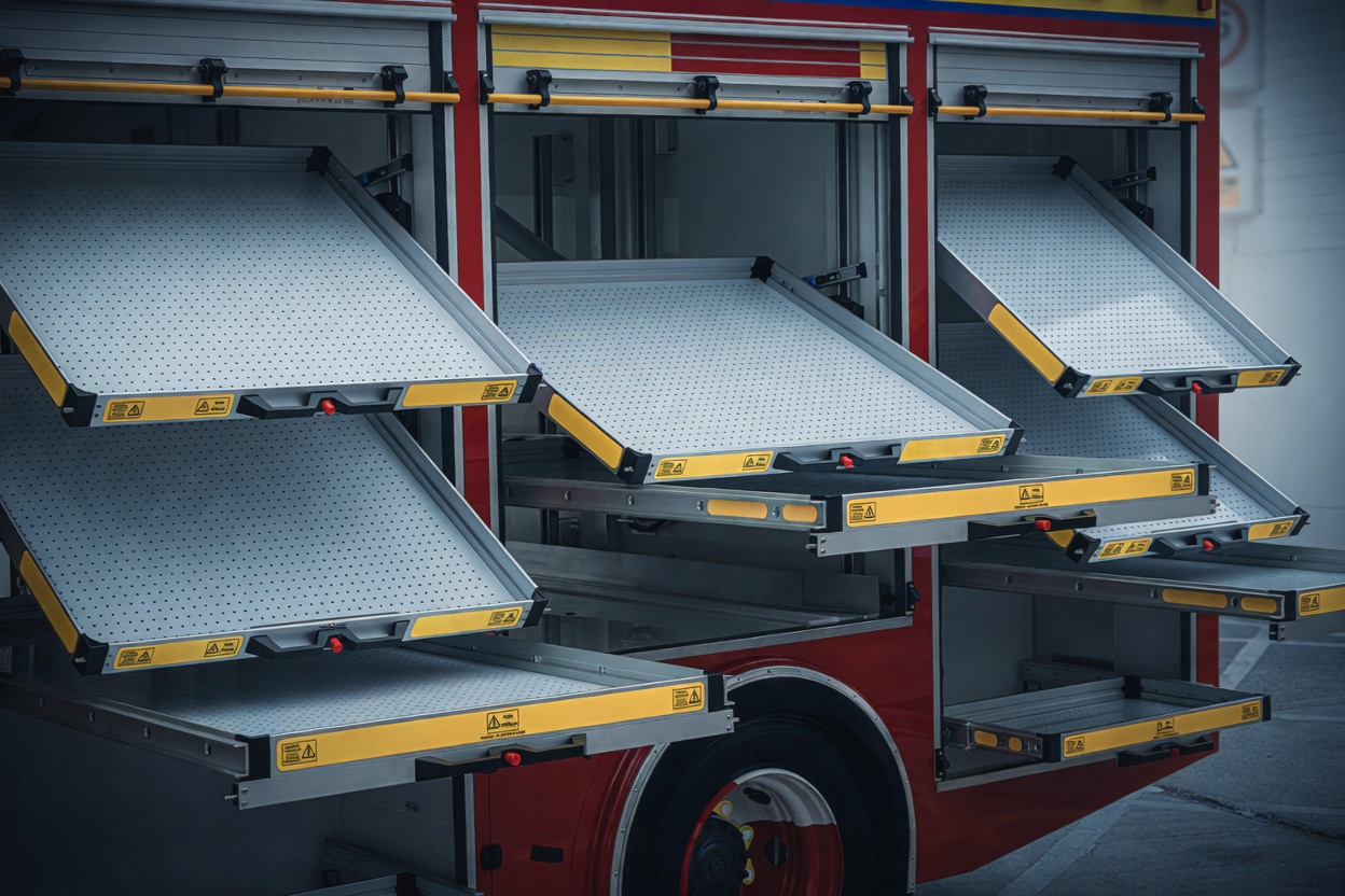 Three locker bays of heavy-duty trays