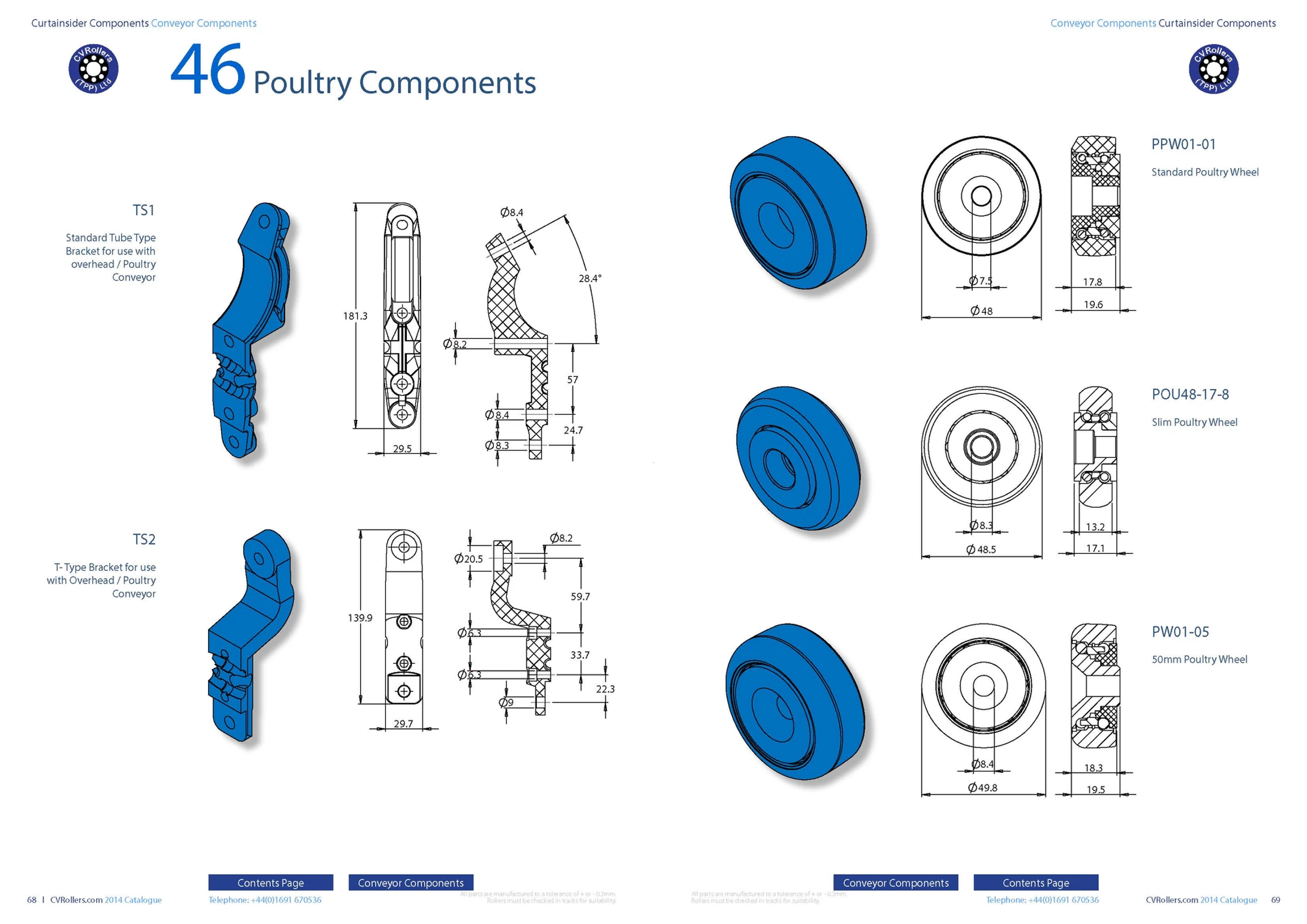 Catalogue: poultry brackets TS1 TS2 and wheels PPW01, POU48, PW01-05